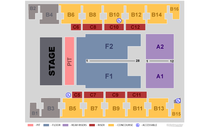 Seating chart for Salem Civic Center in Arena Layout