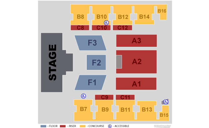 Seating chart for Salem Civic Center in Family Show Layout